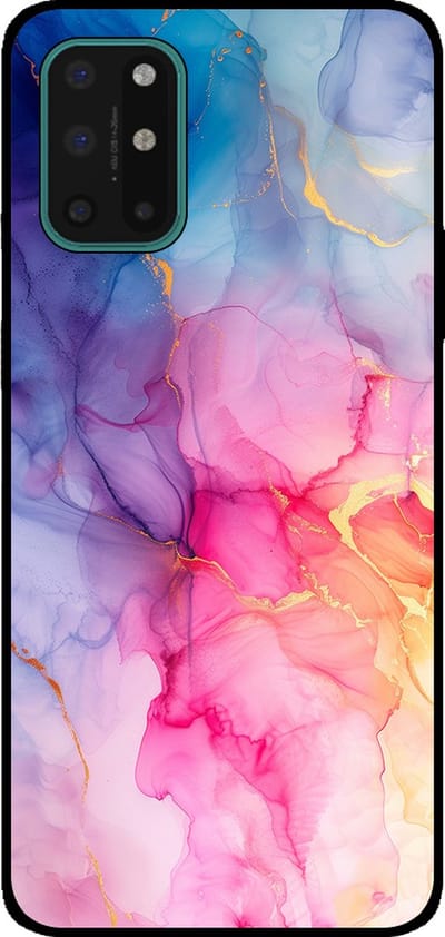 Smartphonica Telefoonhoesje Geschikt voor OnePlus 8T met marmer opdruk - TPU backcover case marble design - Regenboog geschikt voor OnePlus 8T