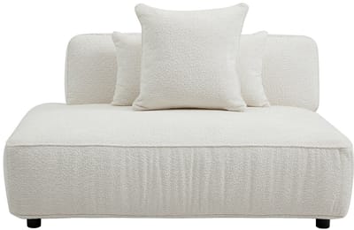 Vente-unique Chaise longue links in gebroken wit boucléstof LELACO