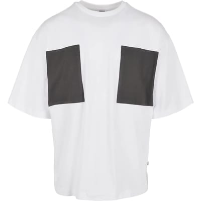 Urban Classics - Big Double Pocket Heren T-shirt - S - Wit/Grijs