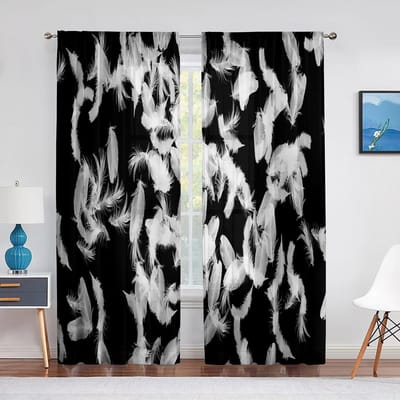Roze Veer Modern Eenvoudig Transparant Voile Gordijn voor Meisjes Slaapkamer Woonkamer Decoratie Chiffon Raam Keuken Tule Gordijnen 1 PCS W100XH250cm&Grommet Top