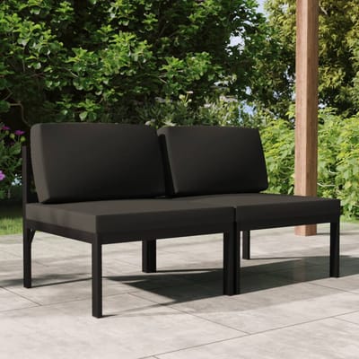 vidaXL - Tuinbank - 2-zits - met - kussens - aluminium - antracietkleurig