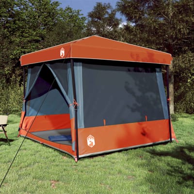 vidaXL - Kampeertent - Set - 2 - st - 5-persoons - Grijs - en - Oranje