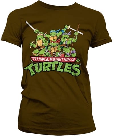 Teenage Mutant Ninja Turtles Turtles Distressed Group Girly T-shirt voor dames, bruin