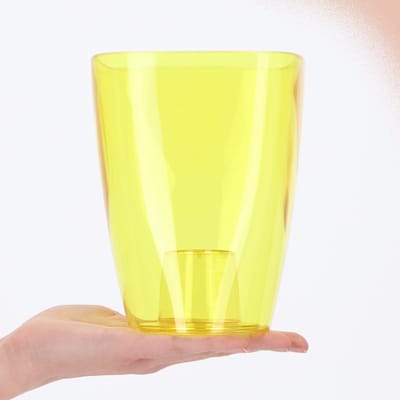 KADAX Bloempot, orchideeënpot, eenvoudige bloempot voor orchidee, juveniel, madeliefje, bloempot voor keuken en woonkamer (diameter 12 cm, vierkant, geel)