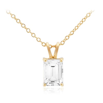Cavill - Zilveren Halsketting - 925 Sterling Zilver Verguld - Witte Topaas 1 08 ct Achthoek Trapgeslepen - Elegante Fijne Ketting 45 7 cm