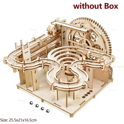 3D Houten Puzzel Doe-het-zelf Bouwpakketten Mechanisch Model Knikkerbaan Set Met 4 Knikkers Creatief Stem Speelgoed Voor Volwassenen Kinderen Verjaardagscadeau beige