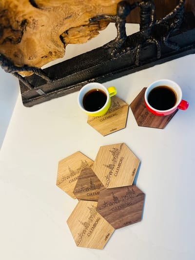 5x Onderzetters Skyline van Culemborg - 10x9cm - Eikenhout