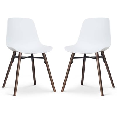 Nolon Nena-Pip Eetkamerstoelen Set van 2 Wit - Kunststof Zitting - Houten Poten - Walnoot - Modern - Scandinavisch