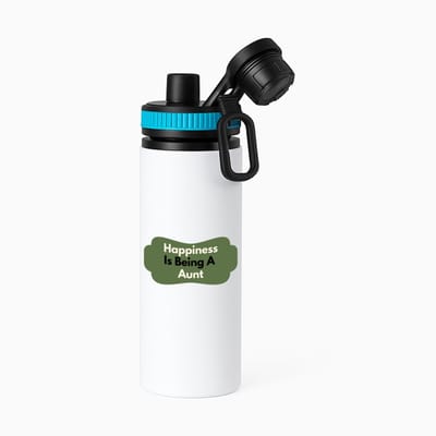 Hacebo® - happiness is being a aunt waterfles met draaidop blauw - Tante - de liefste tante - verjaardag - cadeautje voor tante - tante artikelen - kado - geschenk - water fles - 850ML