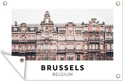 Muurdecoratie België - Brussel - Huizen - 180x120 cm - Tuinposter - Tuindoek