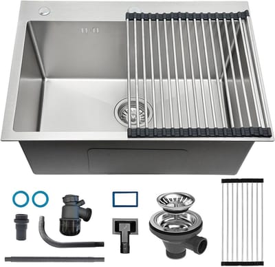 RVS Spoelbak - Keuken Gootsteen - Keukenwerk - Inclusief Accessoires - 60x45 cm - Zilver