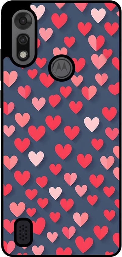 Smartphonica Telefoonhoesje Geschikt voor Motorola Moto E6i / Moto E6s 2020 met Roze en Rode Hartjes Opdruk - TPU Backcover Case With Rosé and Red Heart Design geschikt voor Motorola Moto E6i;Motorola Moto E6s 2020
