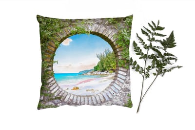 Sierkussens - Kussentjes Woonkamer - 40x40 cm - Strand - Zee - Doorkijk - Zomer