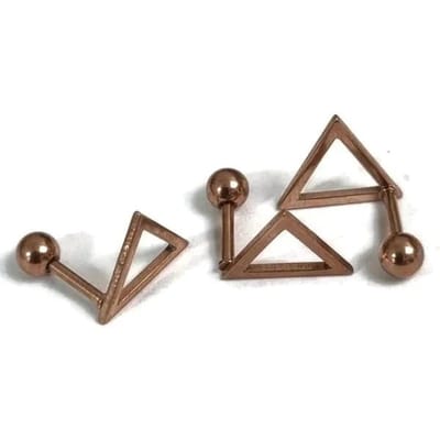 Aramat Jewels | Piercings | Stijlvolle Piercing Helix Piercing 6mm - Rosékleur met Motief | Driehoek-10mm | |10mm | Staal | Volwassenen | Verkleurd niet