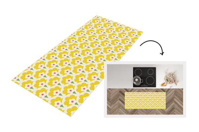 Keukenloper 120x50 cm - Keukenmat vinyl Design - Retro - Seventies - Geel - Keukenmatten loper - Keuken vloerkleed tapijt