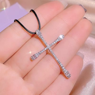 Kruis Hanger Student Eenvoudig Mannen en Vrouwen Koppel Ketting Sleutelbeen Ketting Valentijnsdag Cadeau beige