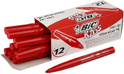 BIC Visa Color Kleurstiften, lijndikte 3 mm, rood, 12 stuk/ 1 doos