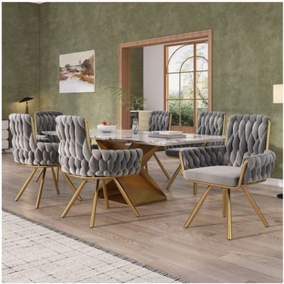 Chaises de salle à manger - MUVOE - Lot de 6 - Velours gris - Design moderne - Rotation 360° gris