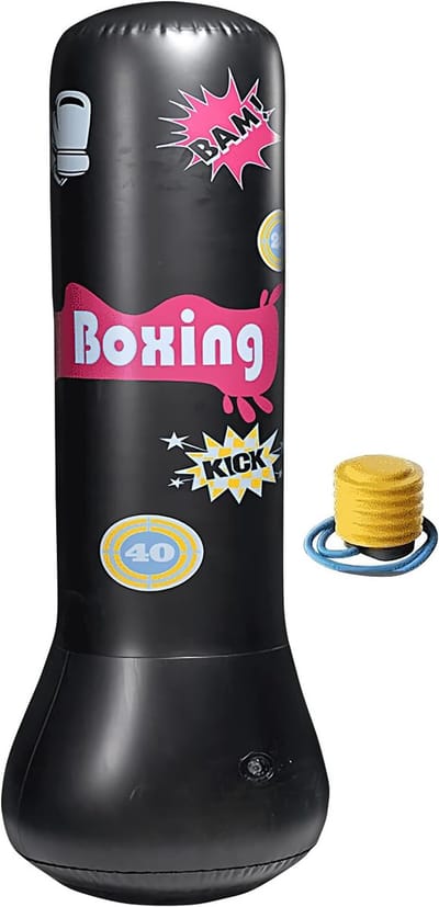 Fitness Opblaasbare Kolom - Bop Tas 61,59 x 118,6 cm, anti-kantelstandaard | Voetpomp inflatiesysteem, Opvallende pijler met energievrijlating, jonge karate oefenroutine thuis speelkamers verrassing
