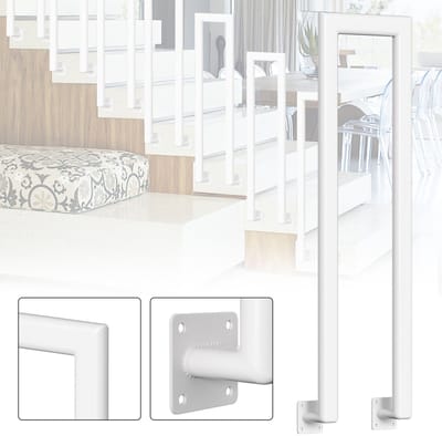Zijdelingse montage Elliptische Buis Leuning 75cm Ijzer Leuning Buiten & Binnen Trap Leuning Trap Balkon Balustrade Wit
