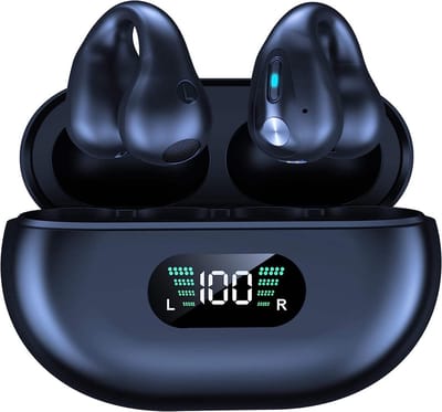Draadloze oordopjes met oorclip Zwart - Sport Oordopjes - Geschikt voor Apple en Android - Bluetooth 5.3 - Draadloze oortje Bluetooth - Sport Oordopjes - Bluetooth Oordopjes - Draadloze Oordopjes - Oortjes Draadloos - In-Ear Oordopjes
