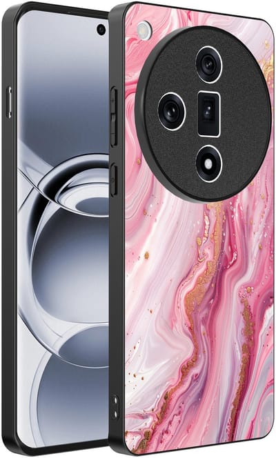 Smartphonica Telefoonhoesje Geschikt voor Oppo Find X7 met marmer opdruk - TPU backcover case marble design - Roze geschikt voor Oppo Find X7