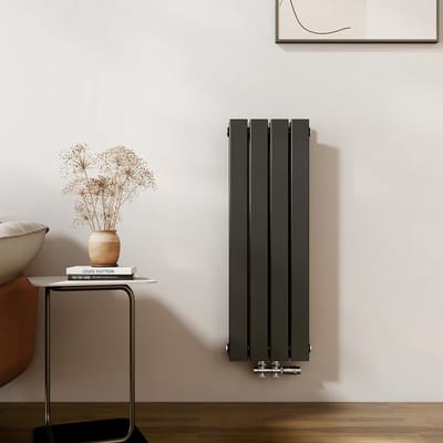 EMKE Radiator - Dubbel-Laags Plat - Mat Zwart - 90x30 cm - 446 W - Kolomradiator Vertical - Verwarming voor Alle Ruimtes