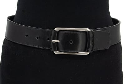 Dames zwarte heup riem beklede gesp - 4.5 cm breed - Leer - Brede riem - Casual - Maat 85