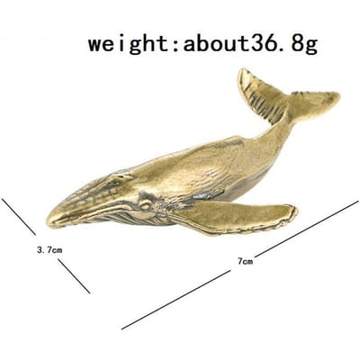 Figurines de baleine en laiton massif, petite statue vintage d'animal marin, ornements de bureau, décorations de bureau, accessoires d'artisanat, cadeaux pour enfants beige
