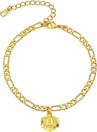 Verstelbare Enkelband voor Mannen en Vrouwen, Hypoallergene RVS Ketting, Gouden Letter Enkelband A-Z, Stijlvolle Accessoire voor Elke Gelegenheid