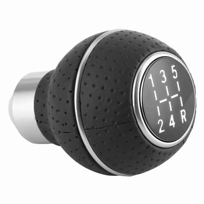 Allecto - Pookknop Stick - Aluminium en leer - Handgeschakelde auto Accessoire - Zwart - 5 versnellingen - Verhoog jouw rijervaring - Geschikt voor...