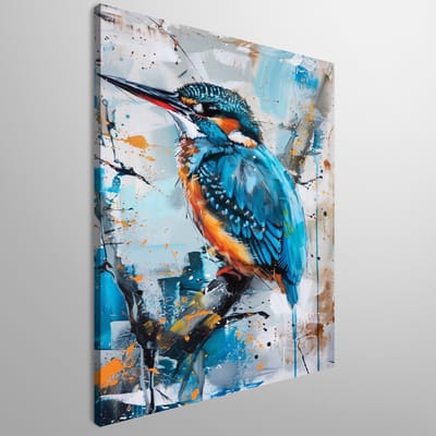 Ijsvogel | Levendige ijsvogel met krachtig kleurenspel en moderne uitstraling | Kunst - 100x150 centimeter op Canvas | Kunstprint op Canvas