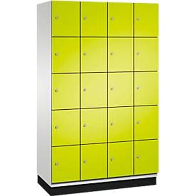 C+P Cambio lockerkast, 4 vakken, 20 vakken, met plint, B 1200 x D 525 x H 1980 mm, lichtgrijs/kleedgroen