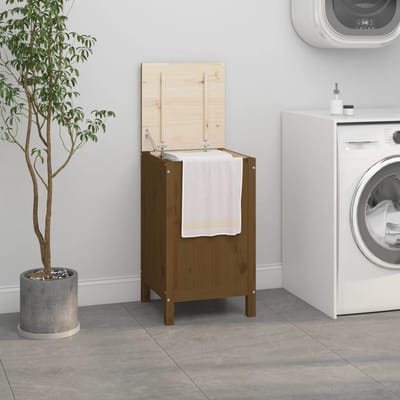 vidaXL - Wasmand - 44x44x76 - cm - massief - grenenhout - honingbruin