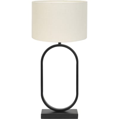 Light & Living Tafellamp Jamiri/Livigno - Zwart/Eiwit - Ø30x67cm - Tafellamp met kap