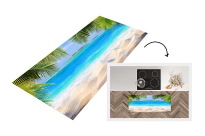 Keukenloper - Loper keuken - Strand - Palmboom - Zee - Eiland - 120x50 cm - Keukenloper vinyl