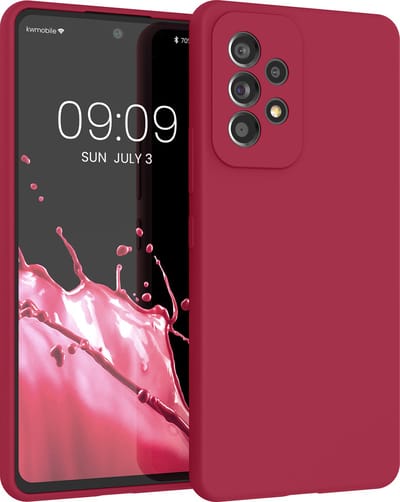 kwmobile telefoonhoesje geschikt voor Samsung Galaxy A53 5G - Hoesje met siliconen coating - Smartphone case in kersrood