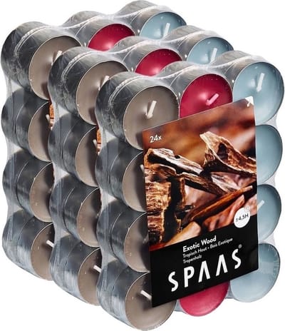 Spaas Geurtheelichtjes/waxinelichtjes - 72x - Exotic Wood - 4,5 branduren - geurkaarsen