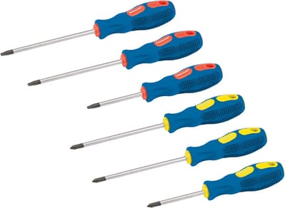 Silverline Schroevendraaierset - 6-delig - Ergonomisch - Magnetische punt - Kleur gecodeerd