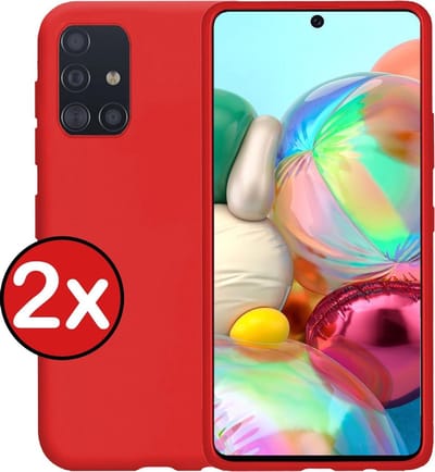 Hoesje - 2 Stuks - Geschikt voor Samsung Galaxy A71 - Sterk & Shockproof - Telefoonhoes - Back Cover - Case Siliconen - Telefoon Hoes - Rood