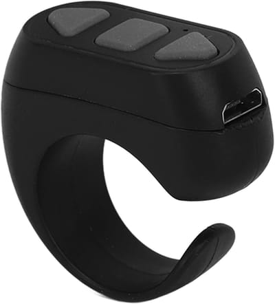 Bedieningsring Vinger - Scroll Ring Afstand - Video's Bedienen - Handsfree Bediening - 10 Meter Bereik - Zwart