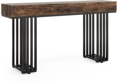 DMG Supply Consoletafel - 140 cm - Industrieel - Bruin en Zwart - MDF Blad - Metalen Poten
