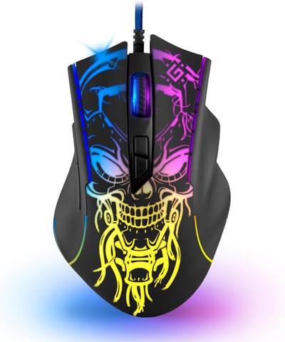 StayPowered Bedrade Gaming Muis - Voor Ultieme Precisie en Comfort - 7200 DPI - Ergonomisch Design - 7 Programmeerbare Knoppen - Veelkleurige Verlichting - Soft Touch Behuizing - Zwart - Levering Sneller dan Aangegeven!