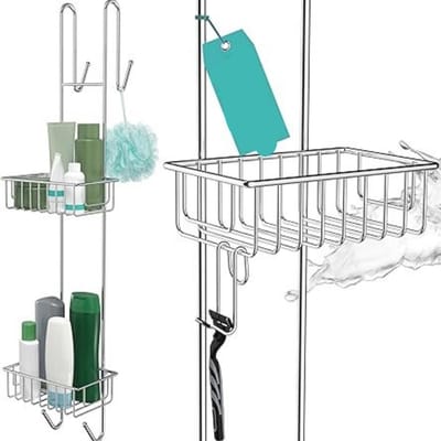 Thuys – Doucherek Aan Douchewand – Zonder Boren – Hoek – ‎12 x 18 x 80 cm – Zilver