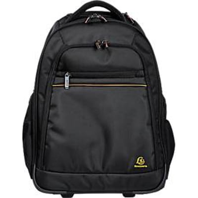 Exacompta Exactive® Businessrucksack mit Rollen, 18 l, für Laptops bis 15,6″, TSA-Schloss, Trolleygriff, RPET, Handgepäckformat, schwarz