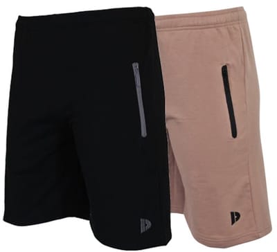 2-Pack Donnay - Joggingshort (Nick) - Sportshort - Heren - Black/Taupe grey (724) - maat 3XL