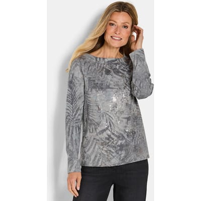 Sweatshirt in metallic look - grijs / gedess. - Gr. 44 van Goldner Fashion