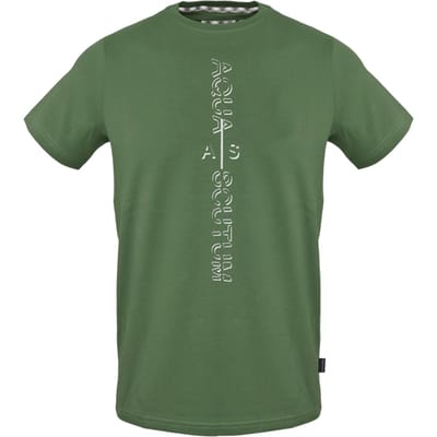 Aquascutum Heren verticaal logo T-shirt (Militair Groen)