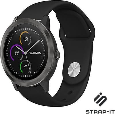 Strap-it Sport siliconen bandje - geschikt voor Garmin Vivoactive 4 45mm / Garmin Venu 2 - zwart