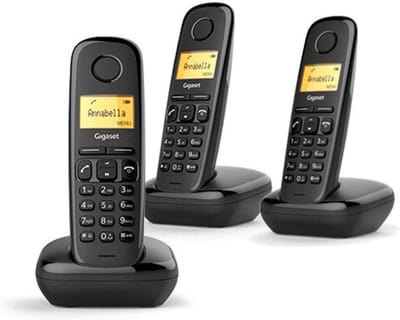 Draadloze Huistelefoon Set van 3 - Zwart - DECT Telefoon met Oplader en Basisstation